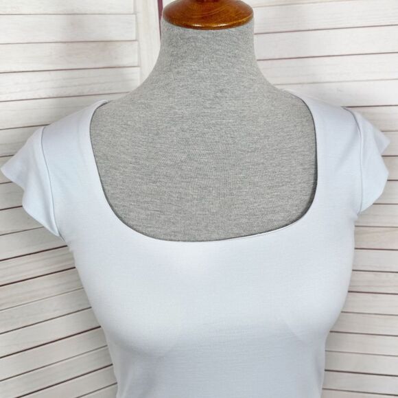 OGL Stretch Square Neck Cap Sleeve Athleisure Top Powder Blue Small - Picture 5 of 11